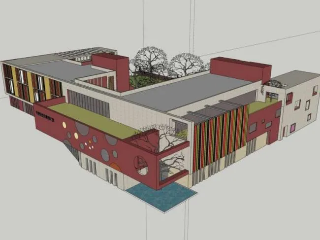 Sketchup School Model | Multi story Tianfu Family North Kindergarten School, Educational Architecture, Modern Style