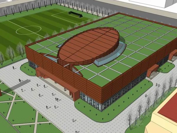 Sketchup Cultural Model | Multi story Shangdu Power Plant Conference Center, Cultural Architecture, Modern Style