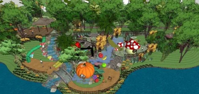 Sketchup Landscape Model | Children's Activity Area, Park Landscape, Classical Style
