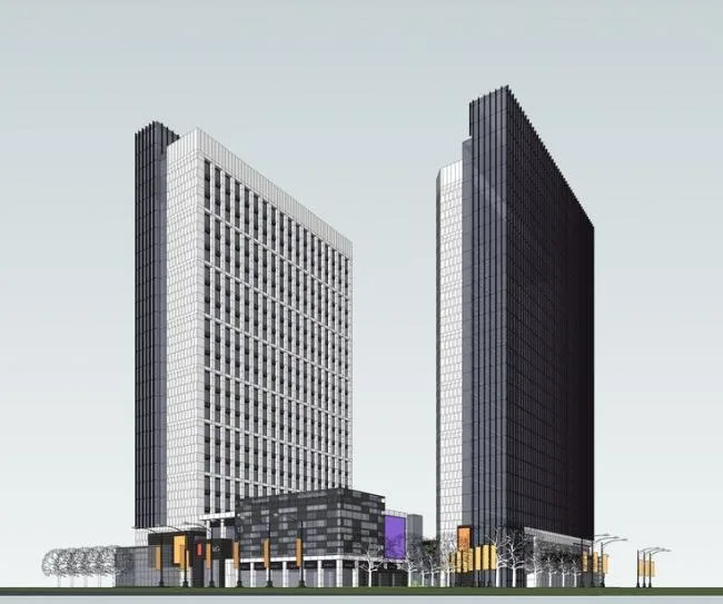 Sketchup Complex Model | High rise Commercial Plaza, High rise Office, Bottom level Commercial, Complex, Modern Style