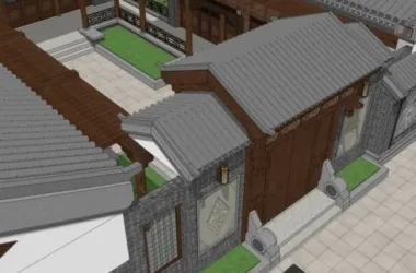 Residential SketchUp Model: Chinese-Style Courtyard Design-BIM WORLD