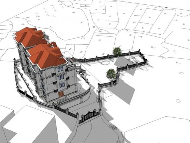 Sketchup Villa Model | Twin Villa, Classical Style