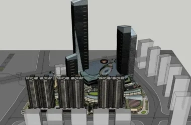 SketchUp Complex Model: Modern Super High-Rise Commercial, Residential, and Office Building-BIM WORLD