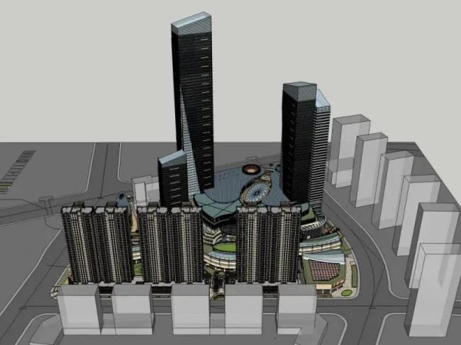 Sketchup Complex Model | Super high-rise commercial complex, residential, office, modern style