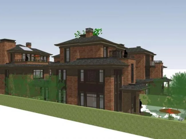 Sketchup Villa Model | Twin Villa, Modern Chinese Style
