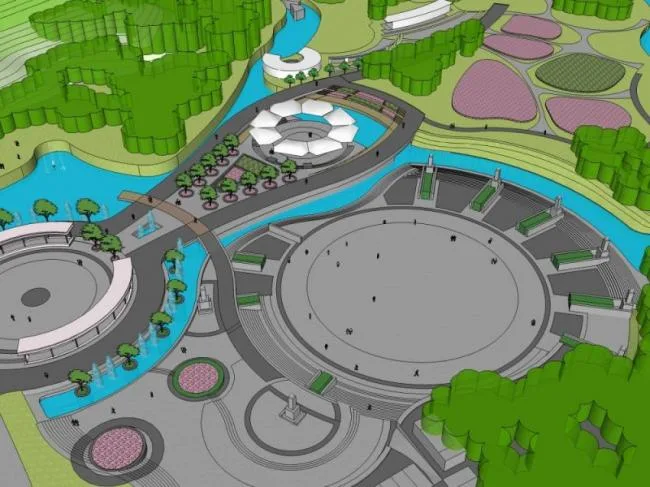 Sketchup Landscape Model | Park Landscape, Modern Style
