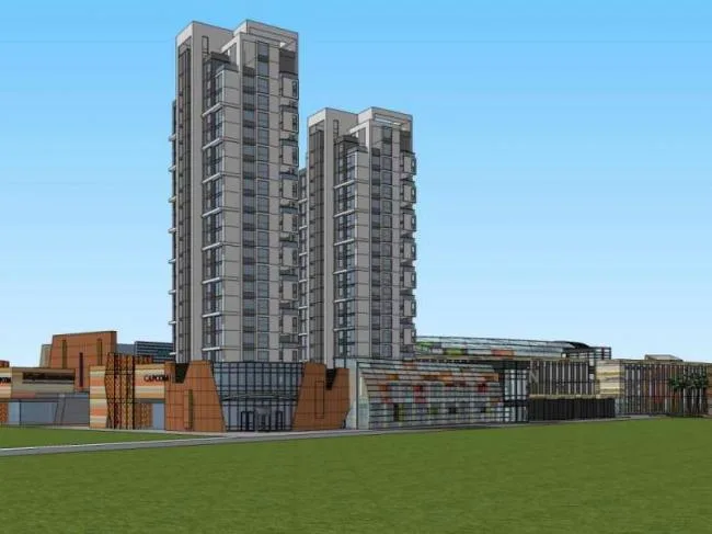 Sketchup Complex Model | High rise apartment residential, commercial, multi story complex, modern style