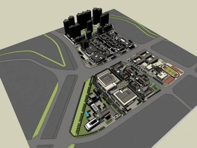 Sketchup Complex Model | Multi story Commercial Complex, Modern Chinese Style