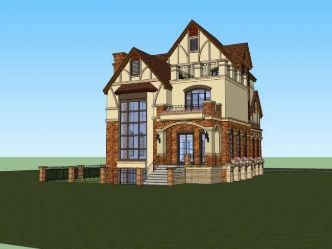 Sketchup Villa Model | Stacked Villa, Classical Style