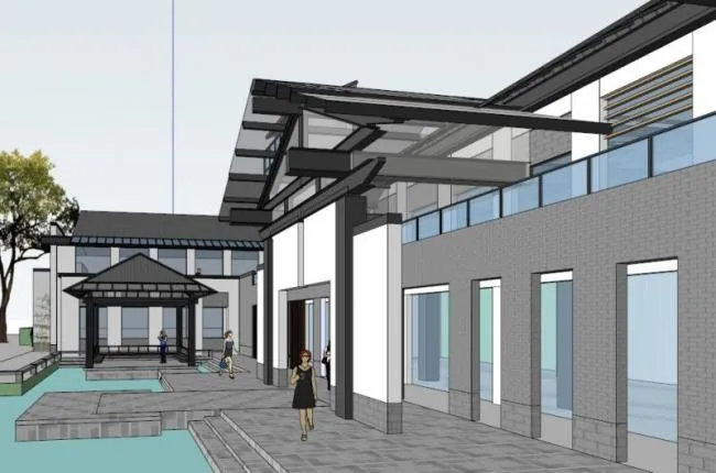 Sketchup Business Model | Multi story Huizhou style Club, Modern Chinese Style