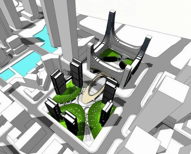 Sketchup Office Model | Super high-rise office buildings, apartments, modern style