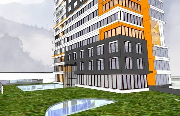 Sketchup Office Model | High rise office building, ground floor commercial, modern style