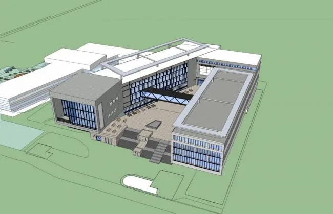 Modern Multi-Story Educational Building: Xinhua Middle School Model in SketchUp