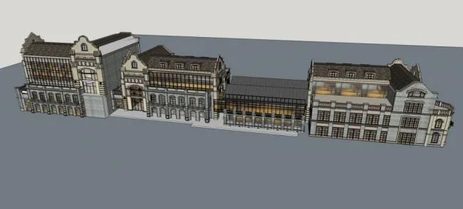 Sketchup Business Model | Multi story Commercial Street, Republic of China Style, Chinese Style
