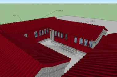 SketchUp Model of Multi-Story Chinese Courtyard in Traditional Ancient Style-BIM WORLD