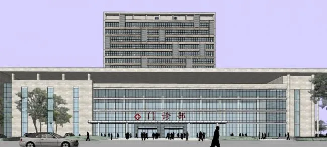 Sketchup Hospital Model | Danyang Traditional Chinese Medicine Hospital, High rise, Modern Style, Medical Building