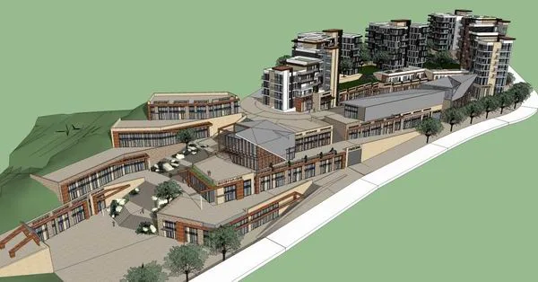 Sketchup Business Model | Multi House Mountain Commercial Street, Modern Style