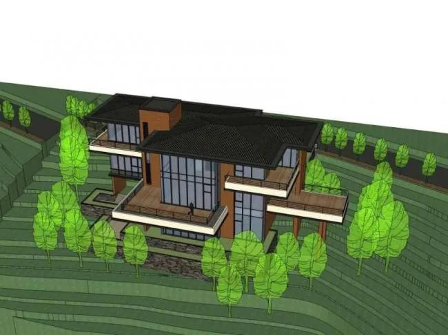 Sketchup Villa Model | Multi story Villa, Modern Style