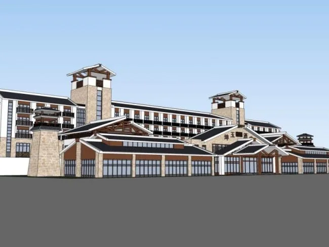 Sketchup Hotel Model | Multi story Hotel, New Chinese Style