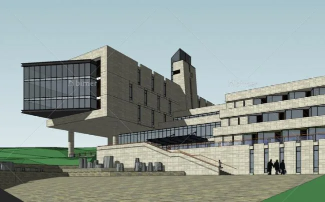 Sketchup Business Model | Multi story Slope Club, Sales Office, Modern Style, Commercial Building