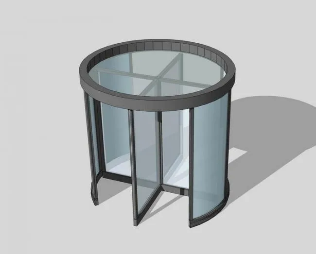 SketchUp Material Model: Glass Rotating Door with Detailed Material Components