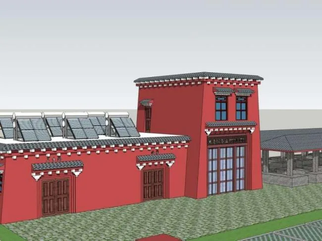 SketchUp Design: Multi-Story Post Station and Bridge in Modern Chinese Style
