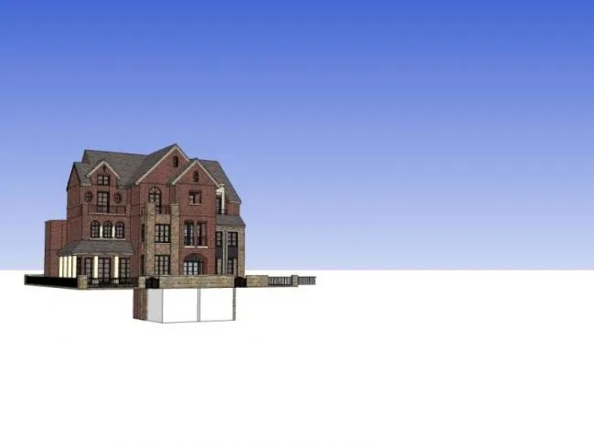 SketchUp Villa Model: Stacked British Classical Style Design