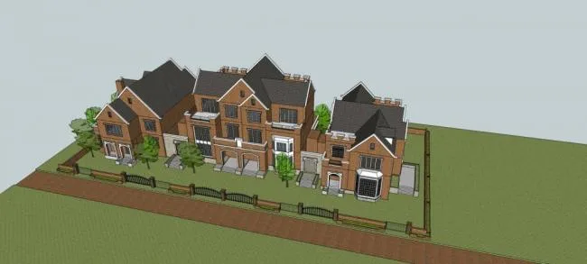 Sketchup Villa Model | Multi story residential building, detached villa, duplex villa, English style, sloping roof