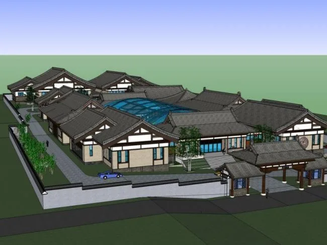 Sketchup Office Model | Low rise Office Building Complex, Chinese Style