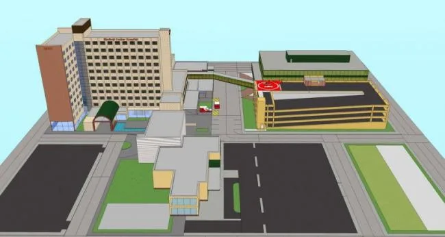 Sketchup Hospital Model | Multi story Mixed Hospital, Medical Building, Modern Style