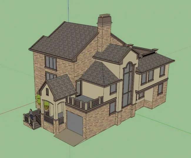 Sketchup Villa Model | Single Family Villa, Classical Style