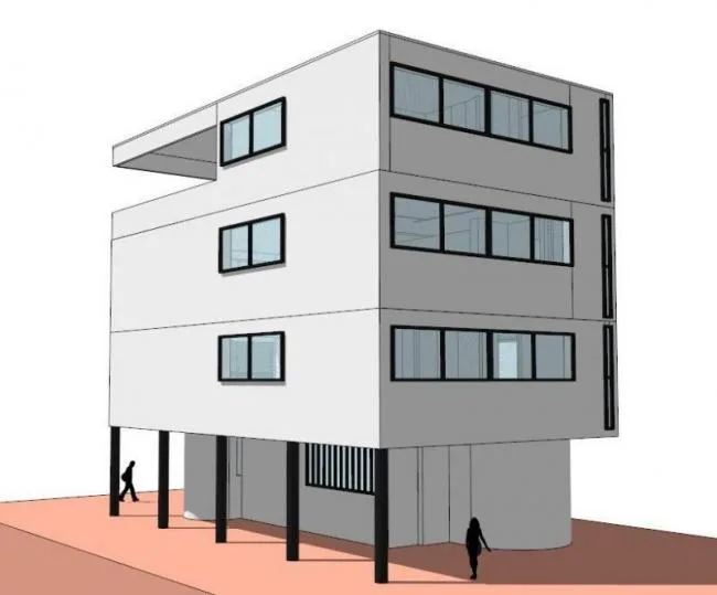 Sketchup Residential Model | Multi story Residence, Corbusier, Modern Style