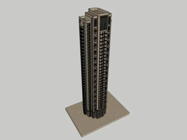 Sketchup Residential Model | Super Tall Residential, Classical Style