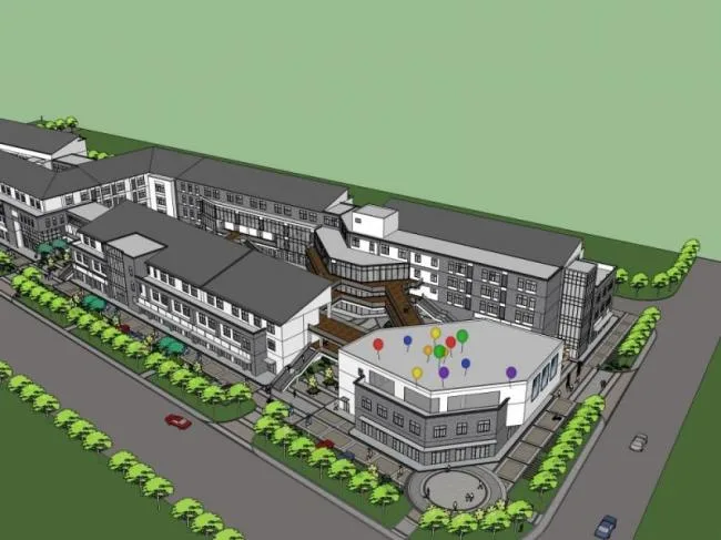 SketchUp Business Model: Modern Multi-Story Commercial Pedestrian Street Design