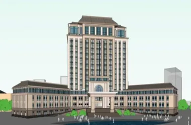 SketchUp Hotel Model: V-Shaped High-Rise with French Classical Design-BIM WORLD