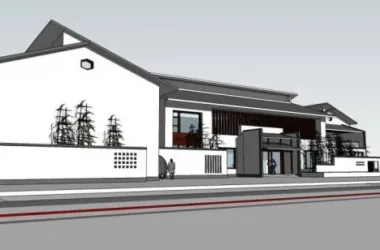 SketchUp Business Model: Multi-Story Clubhouse and Commercial Building with Chinese Architectural Style-BIM WORLD