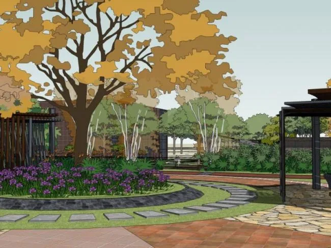 Sketchup Landscape Model | Community Landscape, Residential Landscape, Modern Style