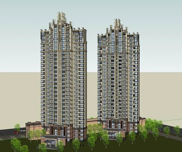 SketchUp Residential Models: High-Rise Buildings in Classical Style