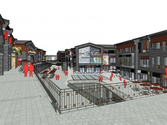 Sketchup Business Model | Multi-story Commercial Street, Modern Chinese Style
