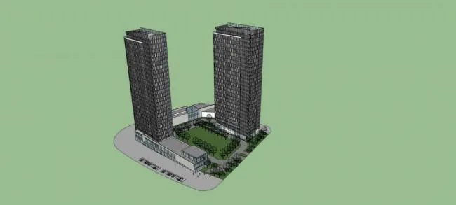 Sketchup Office Model | High rise commercial office building, modern style