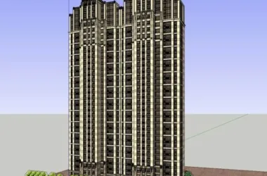 SketchUp Residential Model: Classical High-Rise with Ground-Level Commercial Space-BIM WORLD