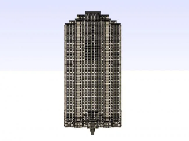 Sketchup Residential Model | Super high-rise residential building, classical style, 40 floors