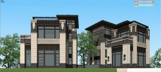 SketchUp Villa Model | Modern Multi-Story Residential Villa in New Chinese Style