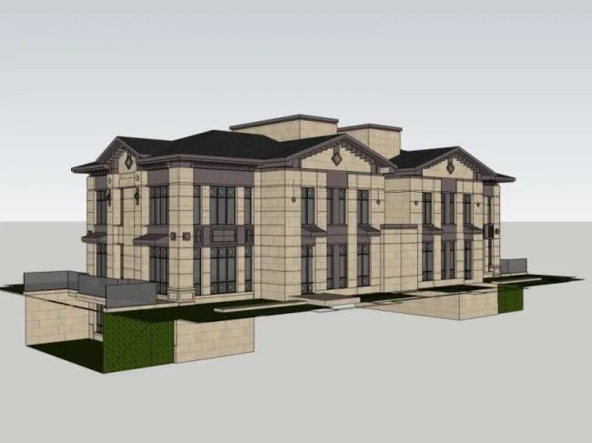 Sketchup Villa Model | Double Split Villa, Chinese Style