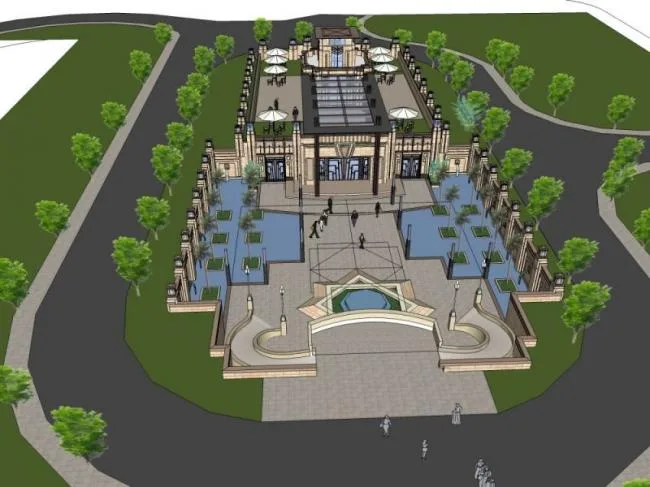 SketchUp Business Model: Classical Multi-Story Clubhouse Design