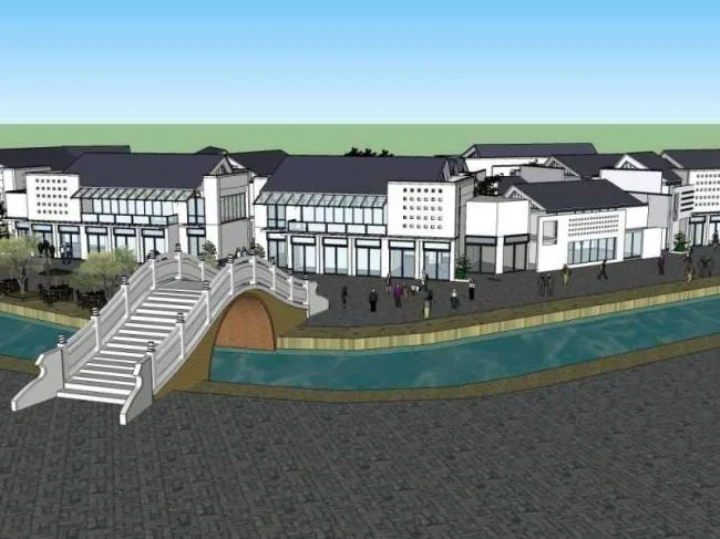 Sketchup Business Model | Multi story Commercial Street, Pedestrian Street, Chinese Style
