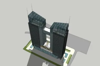 SketchUp Model of a Modern Super High-Rise Office Building-BIM WORLD