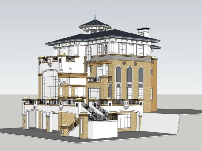 Sketchup Villa Model | Stacked Villa, Classical Style