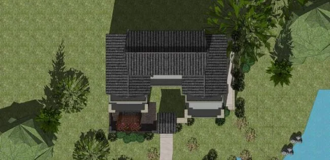 Sketchup Villa Model | Solo Villa, New Chinese Style