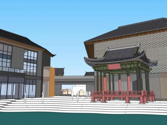 Sketchup Business Model | Multi story Commercial Street, Chinese Style